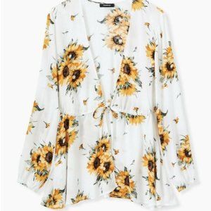 TORRID White Sunflower Kimono